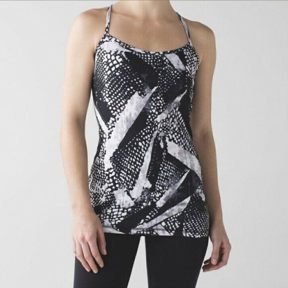 Lululemon Power Y Tank Static Mist Black White - Picture 1 of 7